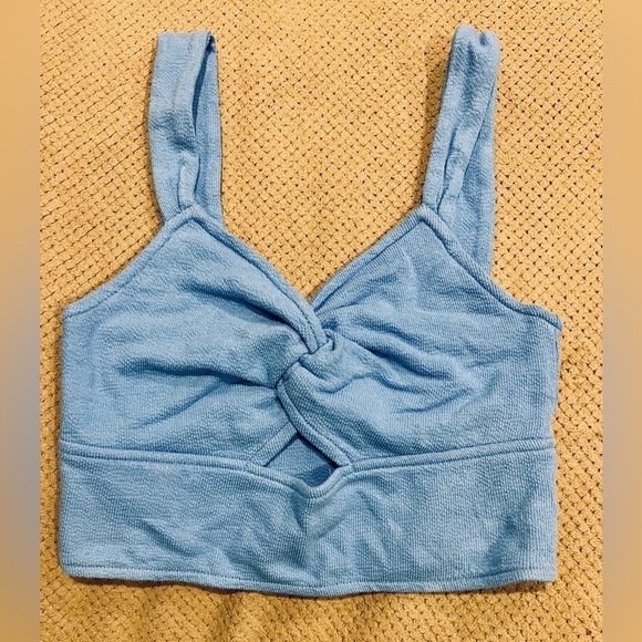 Madewell Cutout Knot Front Crop Tank Top NJ776 blue S - Picture 4 of 4